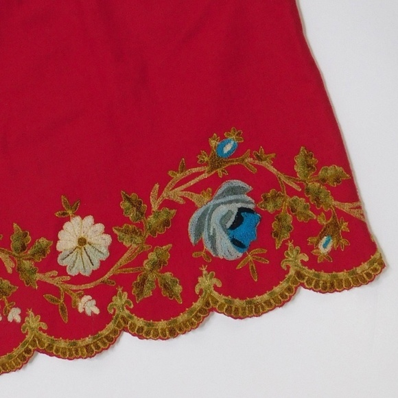 Plenty by TRACY REESE Red Wool Floral Embroidered Appliqued Skirt Size 4 - Picture 7 of 13